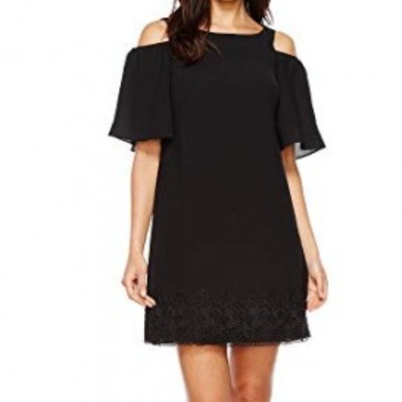 ADRIANNA PAPELL Guazy Crepe Cold Shoulder Shift 24W - Picture 6 of 6